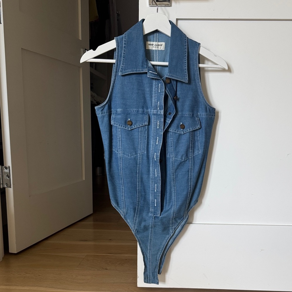 Saint Laurent Blue Denim Vest